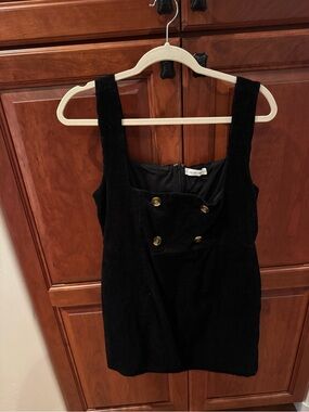 Black Corduroy Lani the Label Dress with Tortoise Buttons